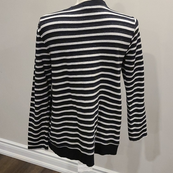 Cable and Gauge blk, grey & WHT striped cardigan - Picture 5 of 7
